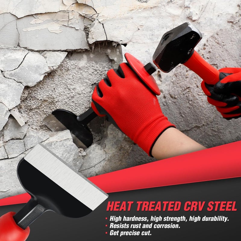 Rizom 8-Inch Rock Chisel, Ston Chisel with Hand Protection, Heavy Duty Masonry Chisel for Carving Scaling Breaking Hounding - Image 3